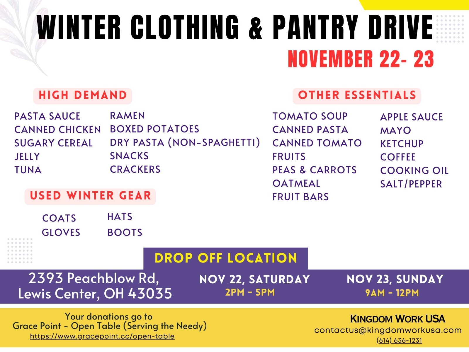 Winter Clothing & Pantry Drive